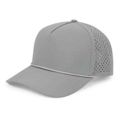 Buy light-grey Lightforge Rope Baseball 5 Panel Hat Waterproof Polyester Laser Cut Perforated