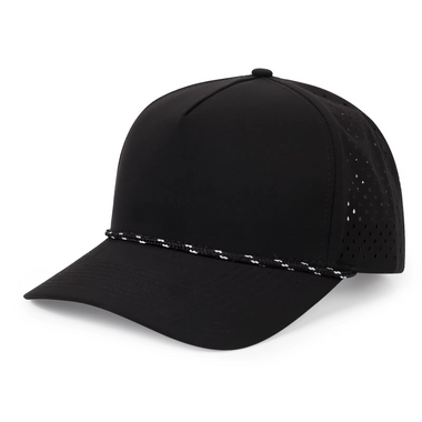 Buy black Lightforge Rope Baseball 5 Panel Hat Waterproof Polyester Laser Cut Perforated