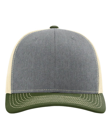 Buy heather-grey-birch-amber-gold Richardson 112 - Personalized Snapback Trucker Cap