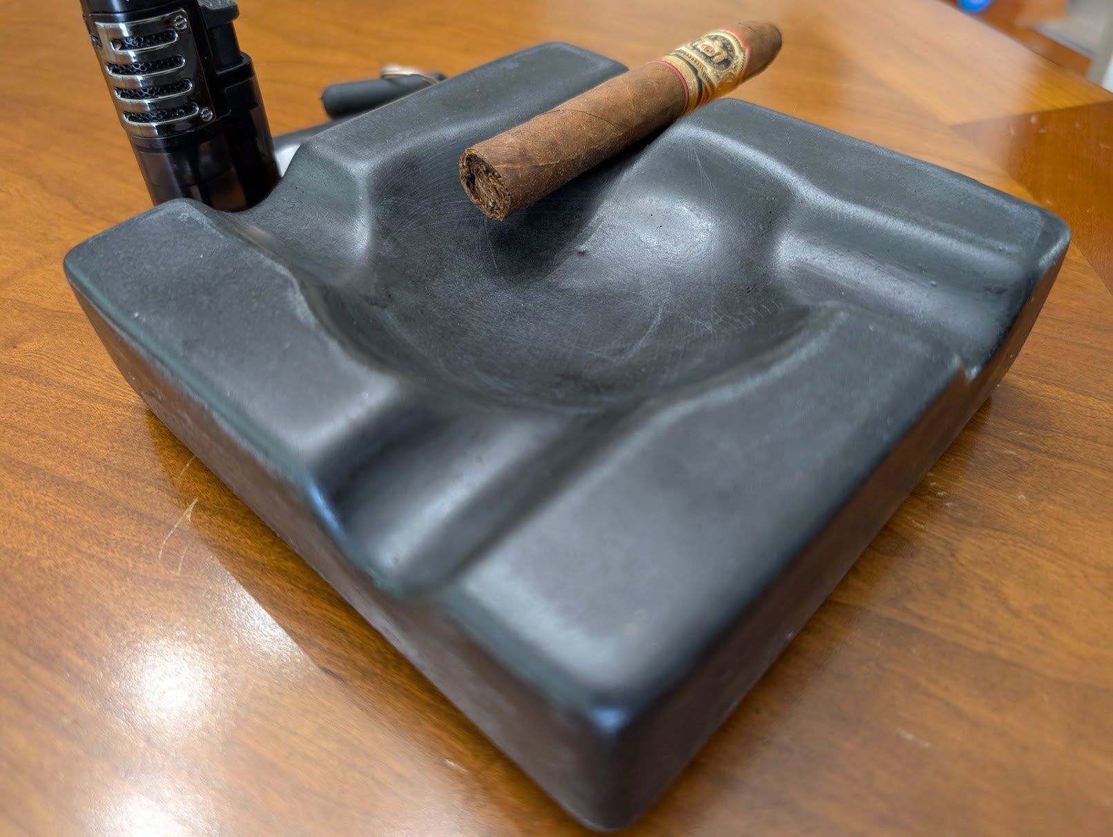 Pinnacle Luxury Concrete Ashtray 6.25 inch round corner square, various colors image 11