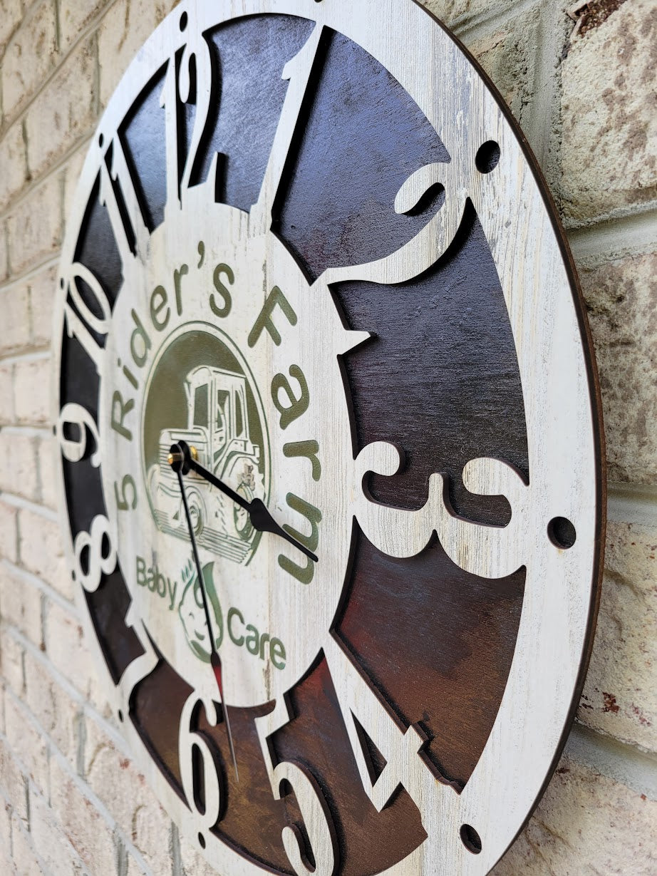 Wall clock 19.75 inches, natural wood color dial, quiet mechanism