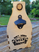 Personalized Wood Beer Caddy with Bottle Opener-2