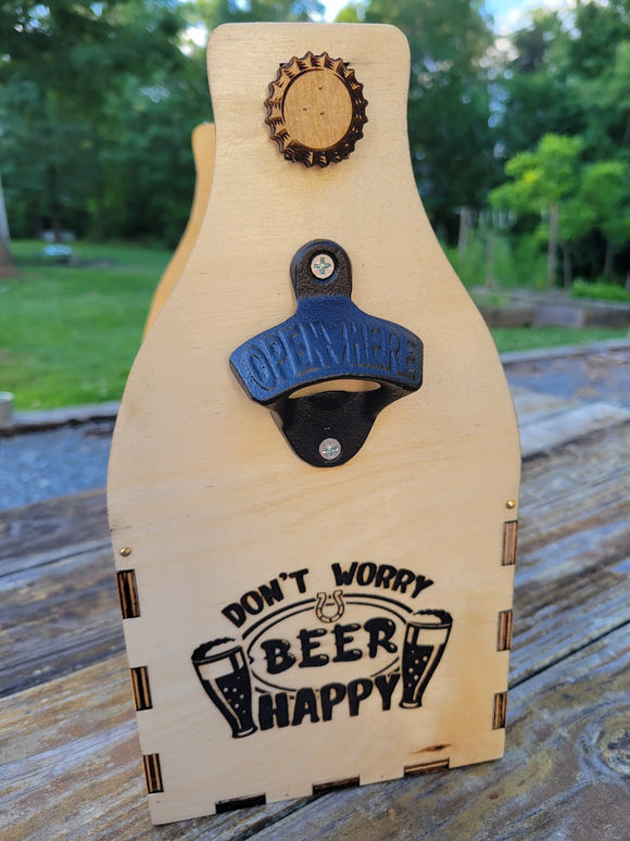 Personalized Wood Beer Caddy with Bottle Opener
