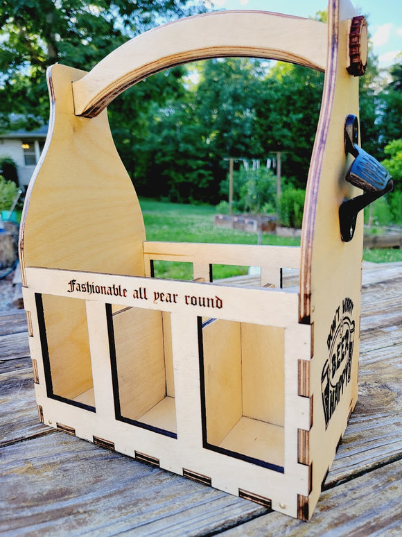 Personalized Wood Beer Caddy with Bottle Opener