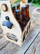 Personalized Wood Beer Caddy with Bottle Opener-7