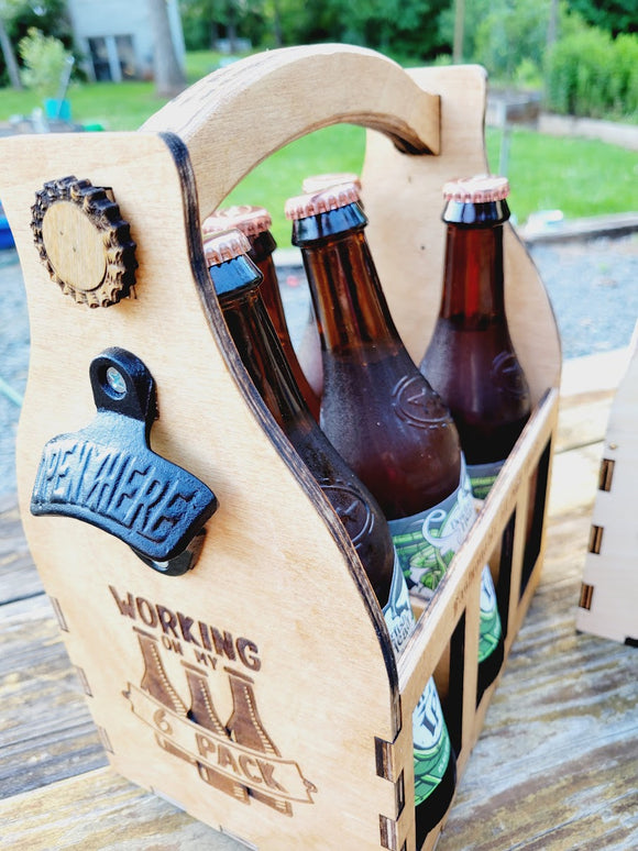 Personalized Wood Beer Caddy with Bottle Opener