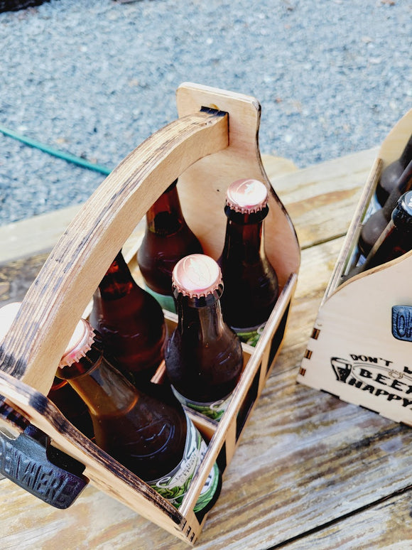 Personalized Wood Beer Caddy with Bottle Opener