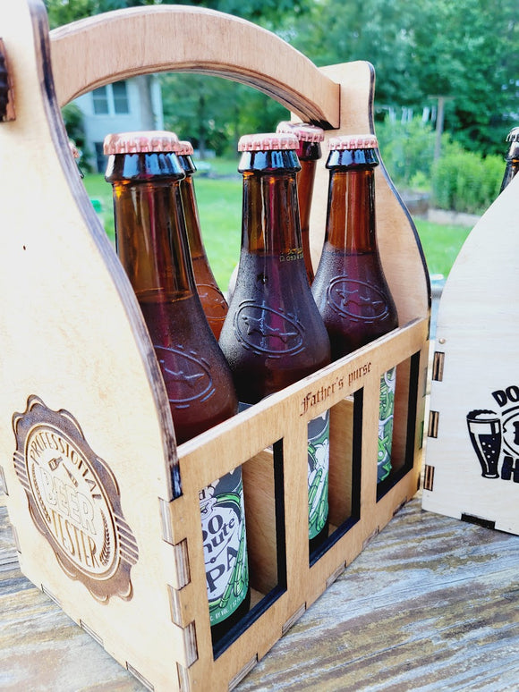 Personalized Wood Beer Caddy with Bottle Opener