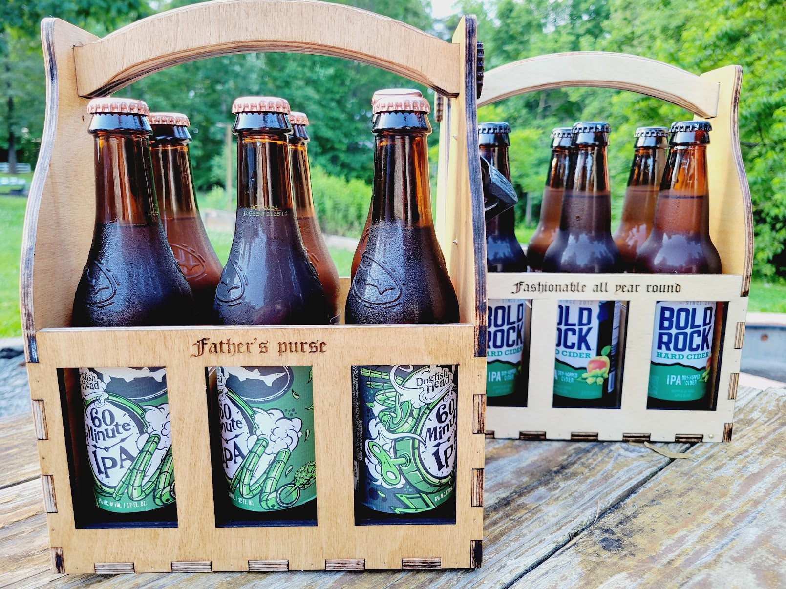 Personalized Wood Beer Caddy with Bottle Opener