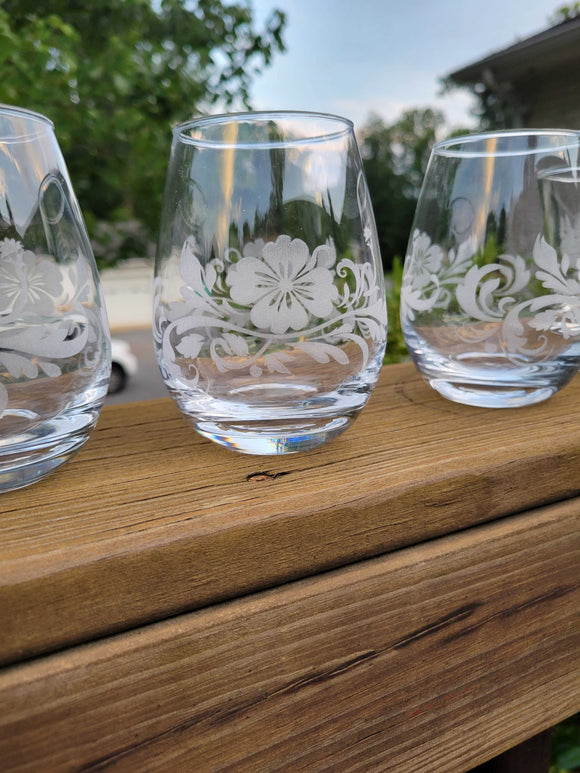 Custom Personalized stemless wine glasses