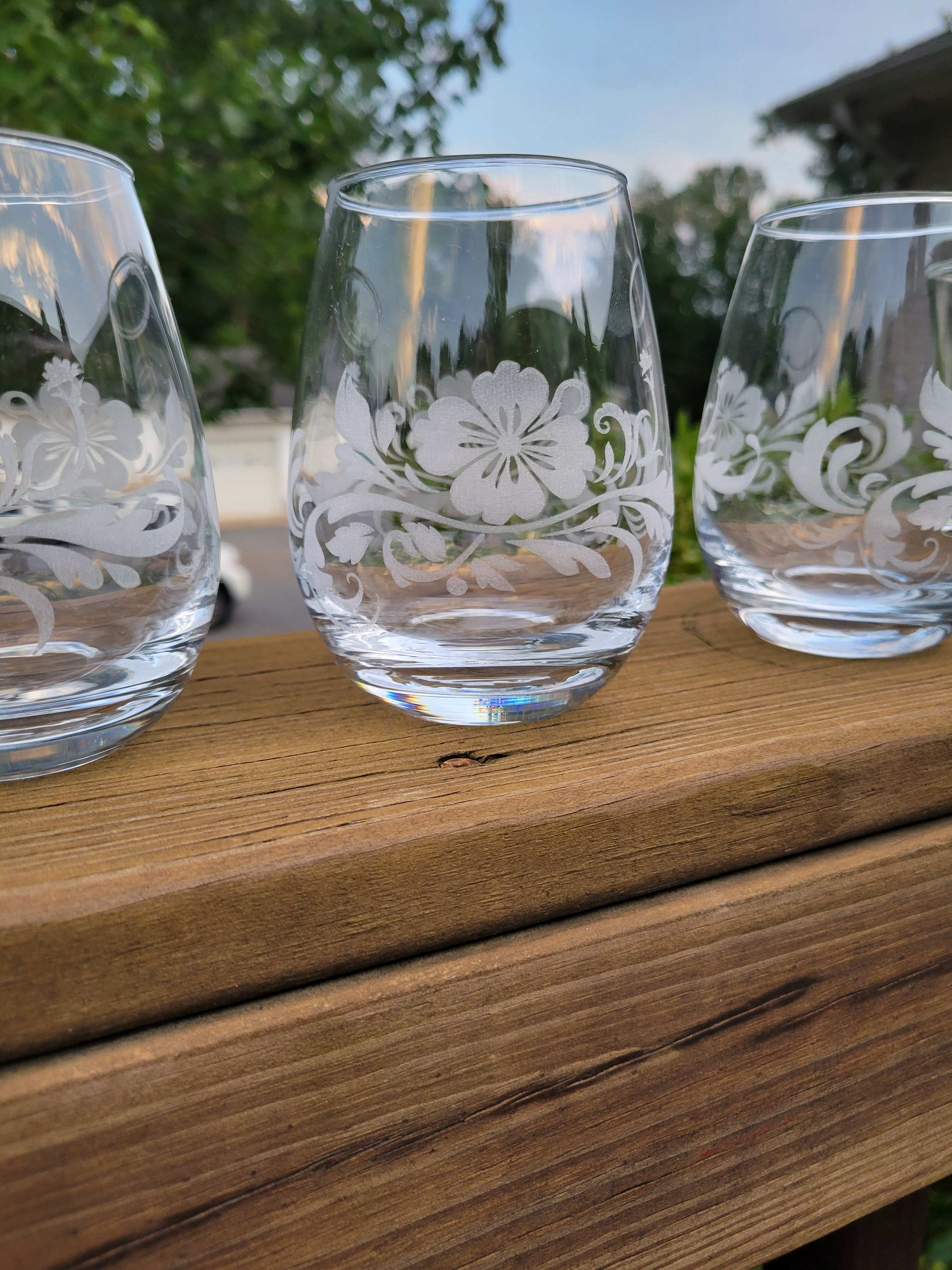 Custom Personalized stemless wine glasses