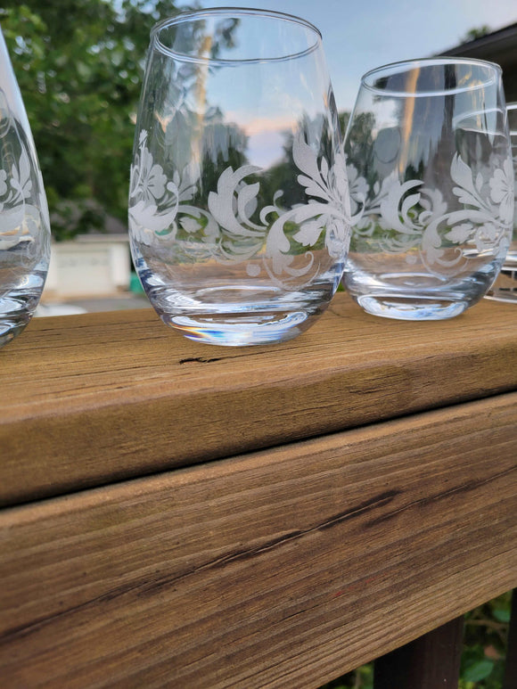 Custom Personalized stemless wine glasses