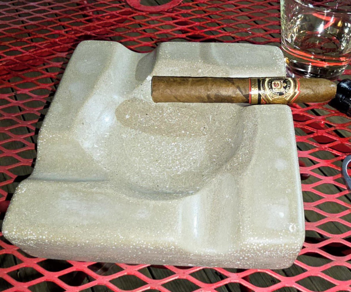 Pinnacle Luxury Concrete Ashtray 6.25 inch round corner square, various colors