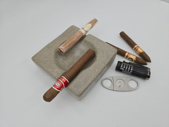 Pinnacle Apex - Luxury Concrete Ashtray 6.25 inch round corner square, limited colors