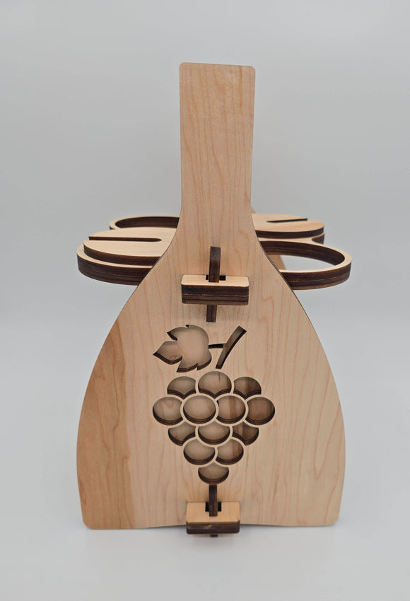 Handcrafted Wooden Wine Carrier with glass holder