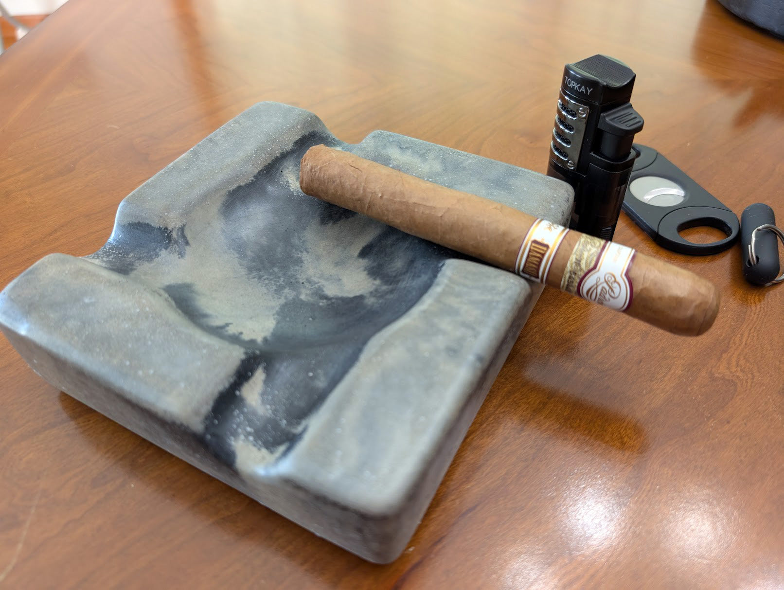 Pinnacle Luxury Concrete Ashtray 6.25 inch round corner square, various colors image 6