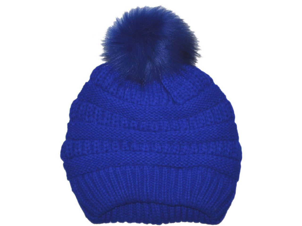 Winter Beanie W/Removable Fur Pom-Pom - Warm Knit Soft Ladies Beanie Hat - 5366 image 3
