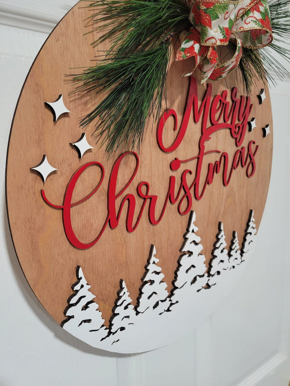 Christmas Door Hanger 18" X-mas trees, front door decor, makes a great gift image 9