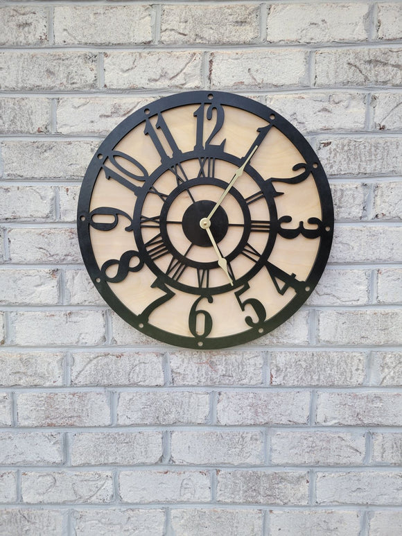 Wall clock 19.75 inches, natural wood color dial, quiet mechanism image 1