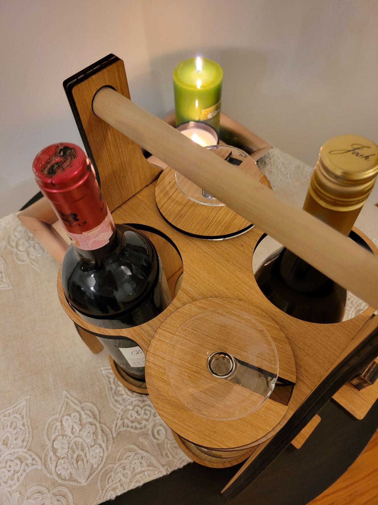 Wood Wine carrier with glass holder image 4