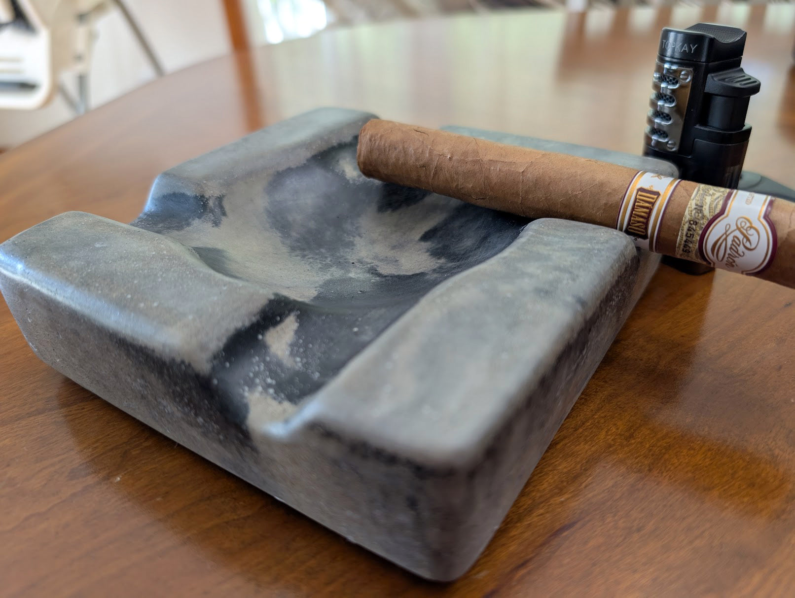 Pinnacle Luxury Concrete Ashtray 6.25 inch round corner square, various colors image 3