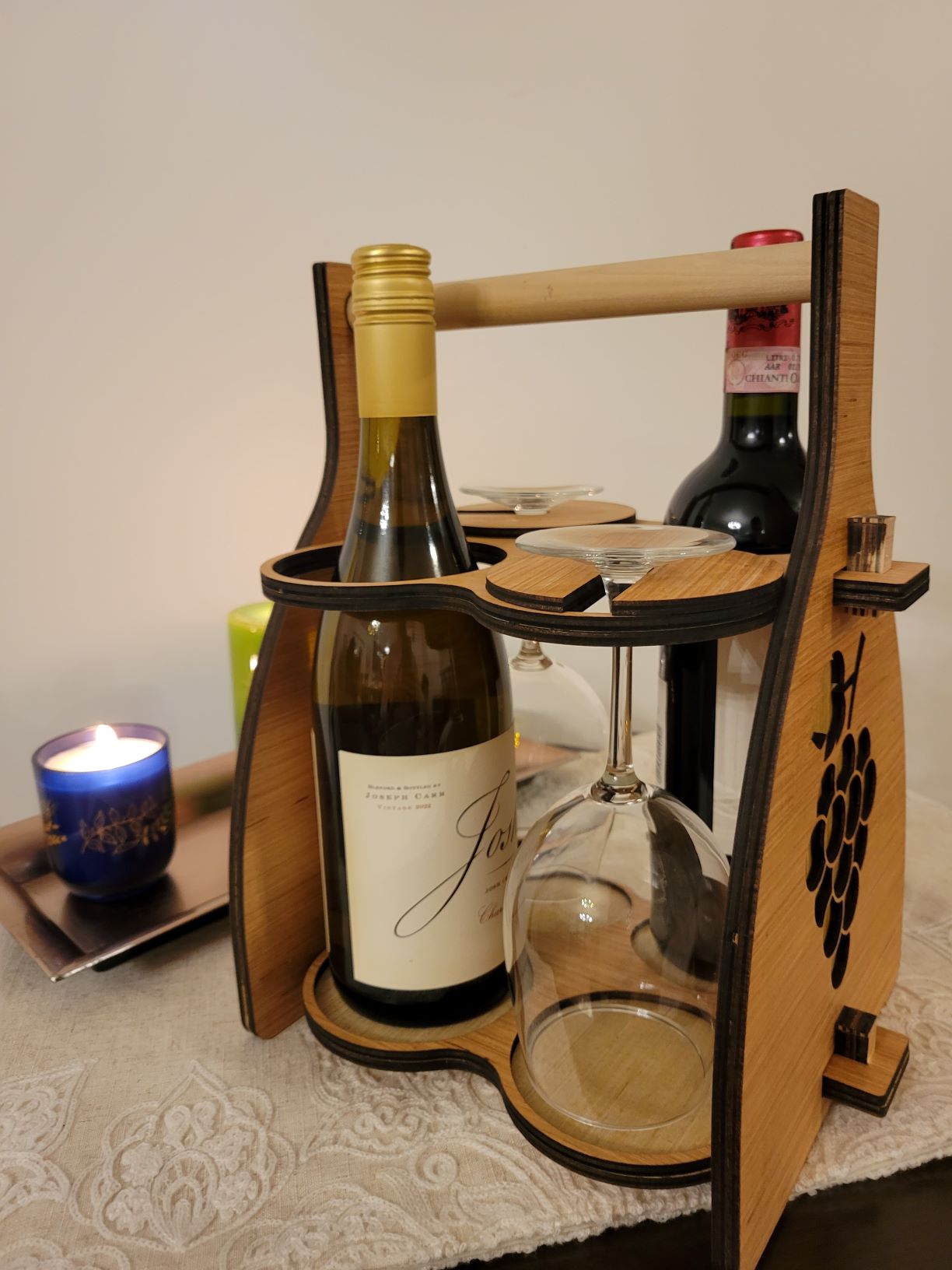 Wood Wine carrier with glass holder image 5