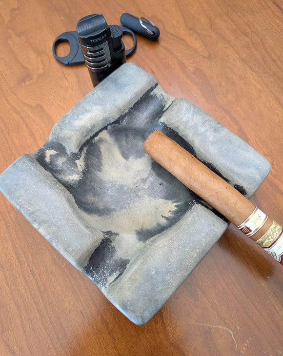 Pinnacle Luxury Concrete Ashtray 6.25 inch round corner square, various colors image 2