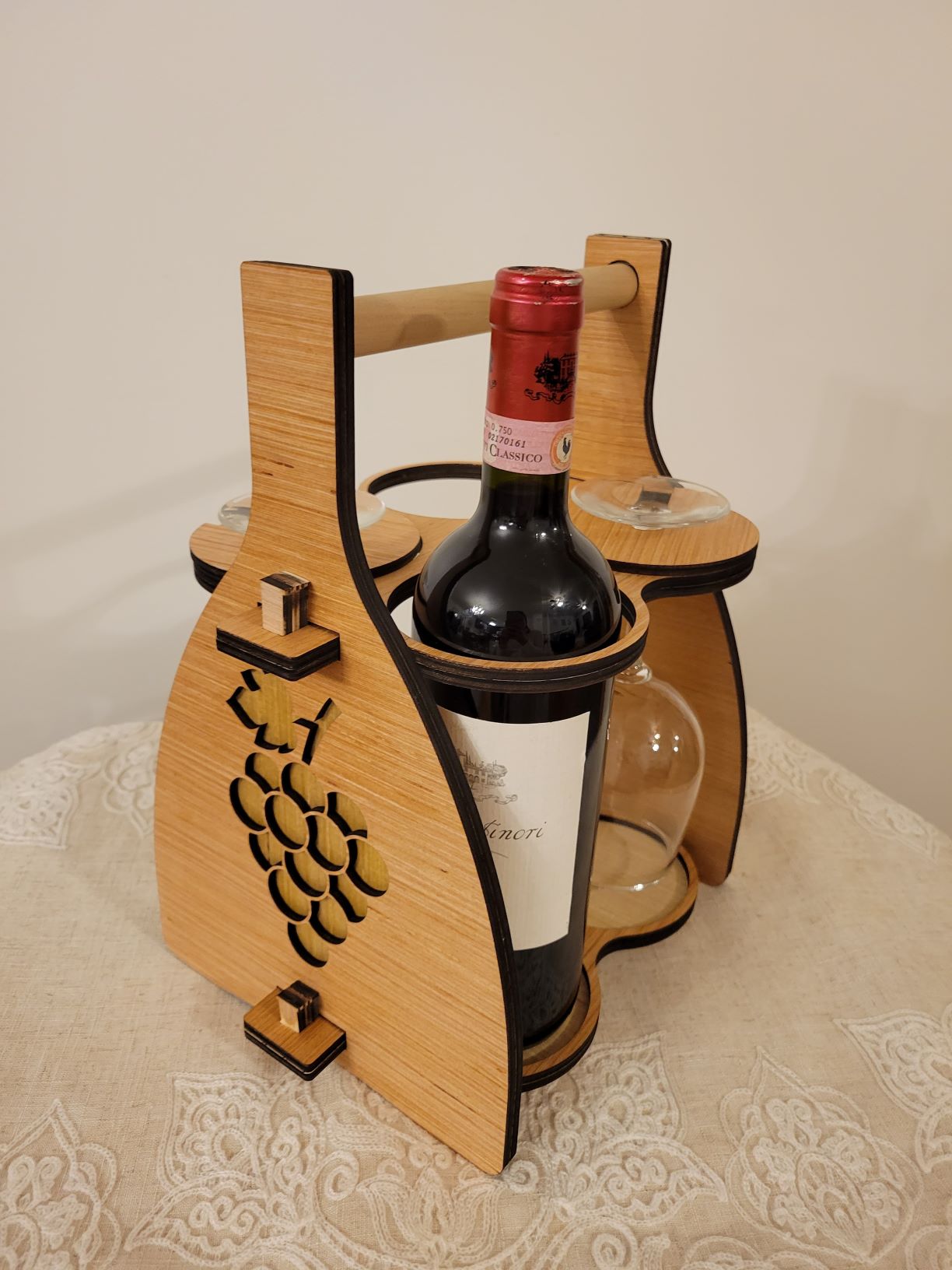 Wood Wine carrier with glass holder image 8
