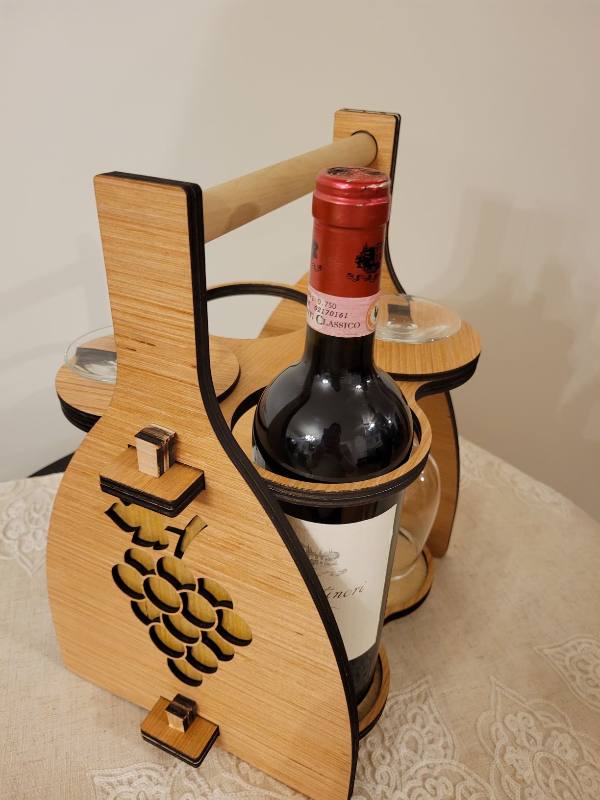 Wood Wine carrier with glass holder image 7