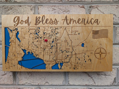 Magnetic Key Holder For Wall, Custom Wooden Location Map