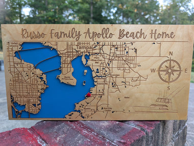 Magnetic Key Holder For Wall, Custom Wooden Location Map - 0