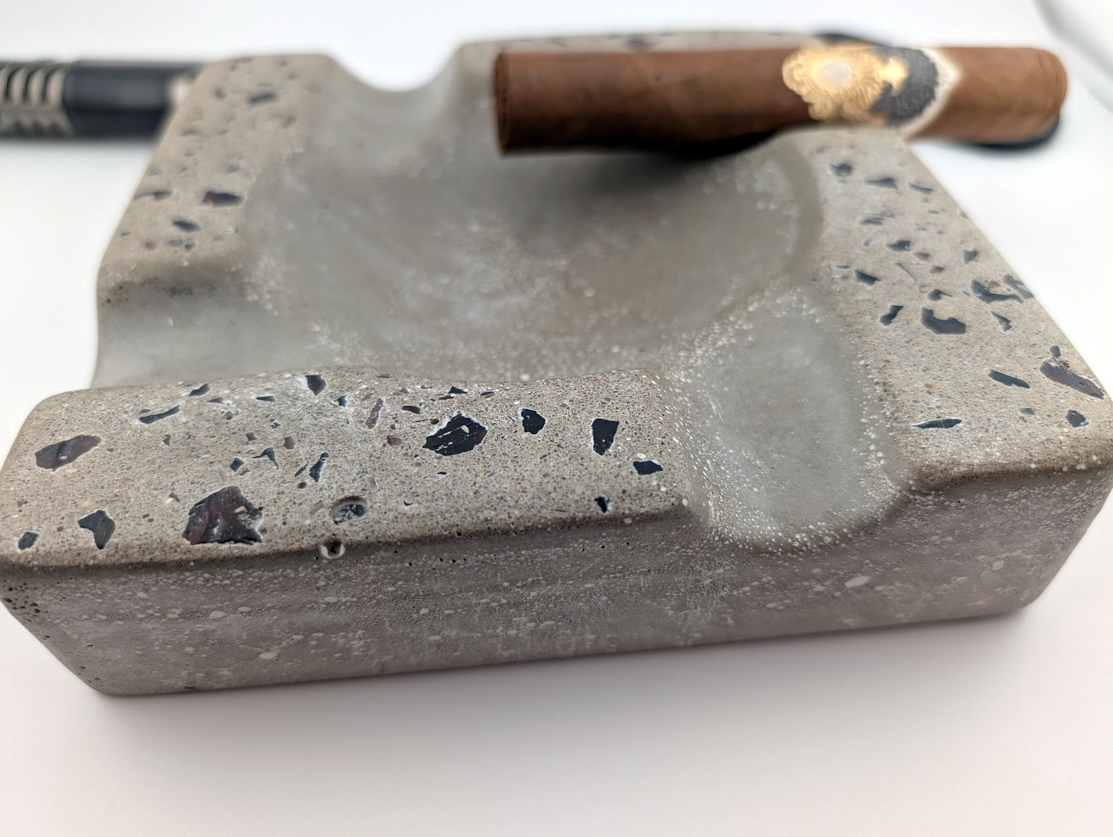 Pinnacle Luxury Concrete Ashtray 6.25 inch round corner square, various colors image 5