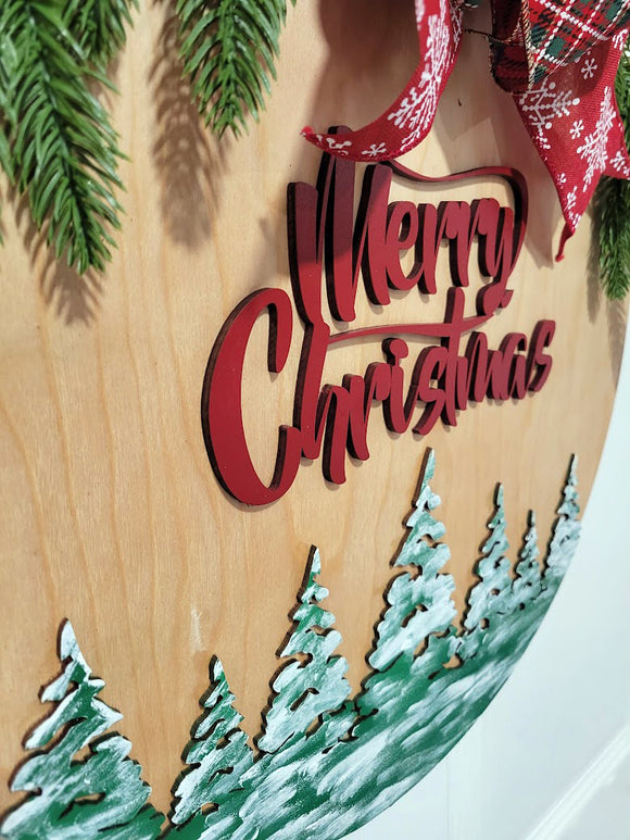 Christmas Door Hanger 18" X-mas trees, front door decor, makes a great gift image 6