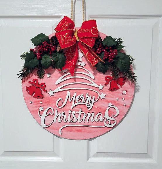 Christmas Door Hanger 18" X-mas trees, front door decor, makes a great gift image 3