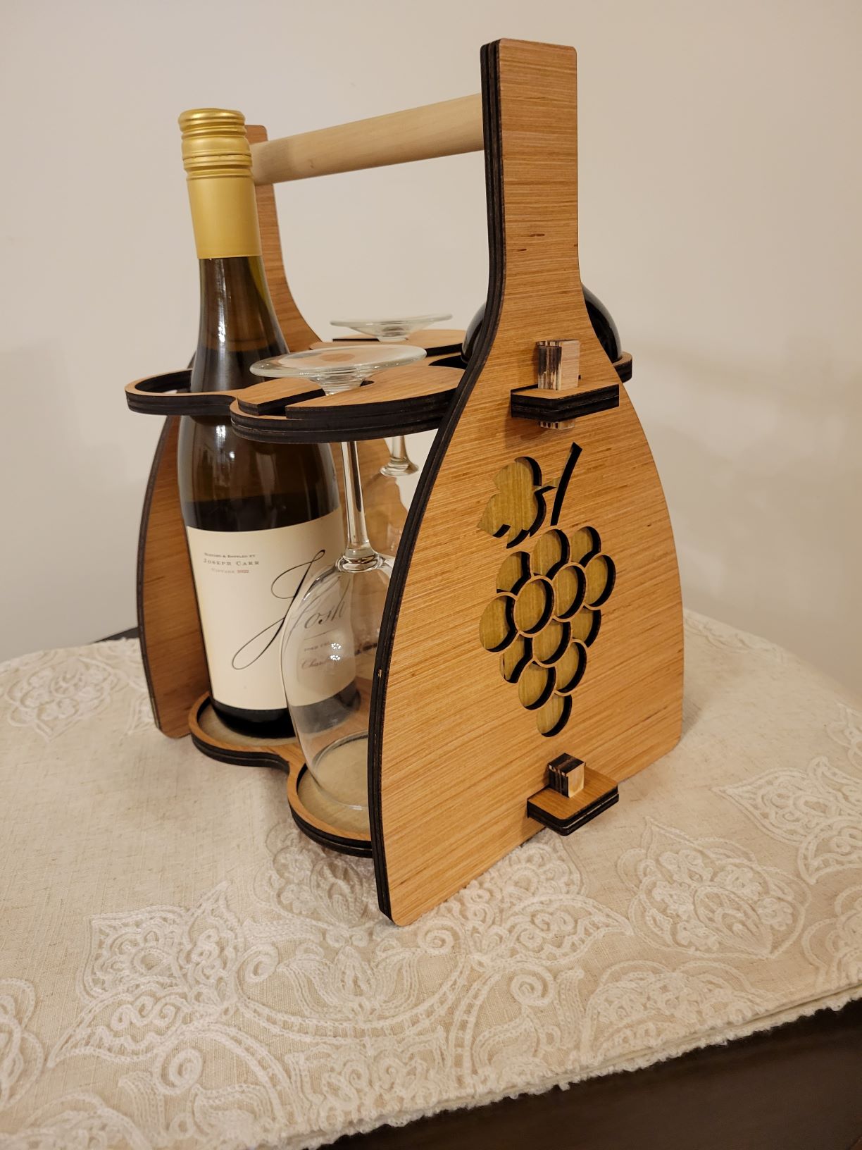 Wood Wine carrier with glass holder image 0