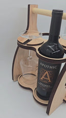 Handcrafted Wooden Wine Carrier with glass holder-24